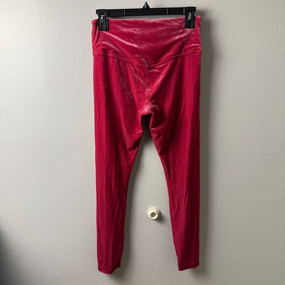 Athleta Elation Velvet Set M Red Velour Y2K Leggings V-Neck Crop Top - Picture 10 of 16